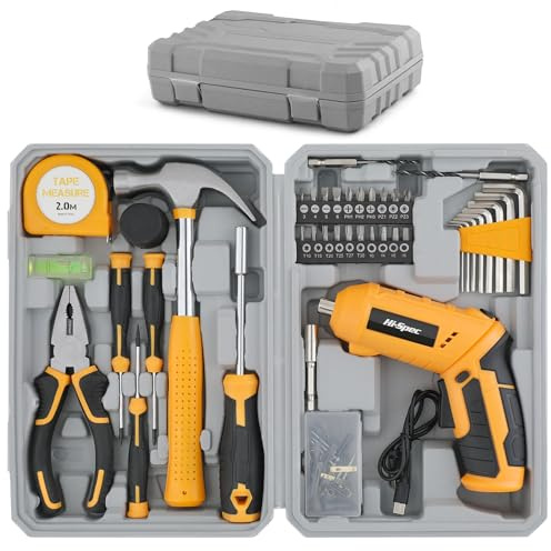 Hi-Spec 42Pcs Compact Home and Office Hand Tool Kit for DIY Repairs | Covers Everyday Fixes, Comfortable Hand Control, Durable Steel Tools, Compact Organized Storage, Home and Office Tasks