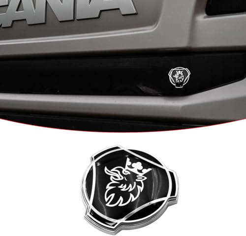 1 Stück neues individuelles schwarzes Griffin-Emblem mit silberner Krone für Scania LKW, Frontgrill-Abzeichen, Emblem, Ersatz-Außenzubehör, 1401610
