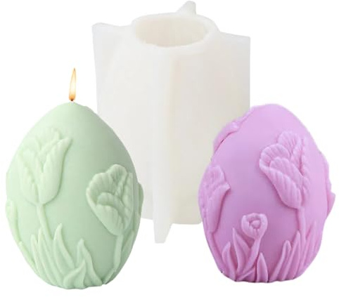 Silikonformen Gießformen Ostern, 3D Osterei Silikonform Ostern Kerzenformen zum Gießen, Tulpen Kerzen Formen Silikon Gießform Blume Gießformen Silikon Giessformen Frühling für Handwerk