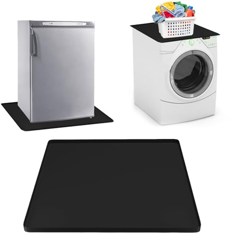 LANZLC Silikon Kühlschrankmatte 60x60cm, Kühlschrankmatten mit Erhöhtem Rand, Tropfschale Kühlschrank Bodenschutz, Bodenmatte Waschmaschine Bodenschutzmatte für Trockner Waschmaschine Weinschrank