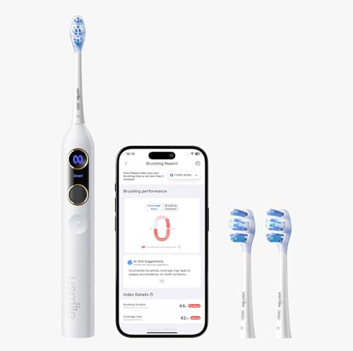 usmile Y20PRO Elektrische Zahnbürste, KI-betriebene intelligente Zahnbürste mit AM/PM Auto-Modus, 4 Putzmodi, 90-Tage-Akku, App-Steuerung, Echtzeit-3D-Karte, 2 Bürstenköpfe im Lieferumfang enthalten