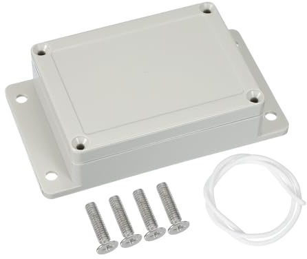 PATIKIL 115x85x35mm Junction Box, Electrical Enclosure Box ABS Plastic Waterproof Outlet Plug Cover Cord Protector with Mounting Plate for Outdoor Indoor, White/Grey
