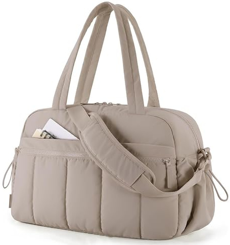 Reisetasche Sporttasche Damen,Wasserabweisend Puffer Handgepäck Tasche Weekender Bag HandgepäCk Gym Bag für Fitness Schwimmen Arbeit (Grau)