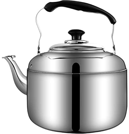 OZBMA Bouilloire sifflante en Acier Inoxydable pour cuisinière à gaz, Bouilloire à thé rétro, Bouilloire à Induction Universelle (Couleur : Acier, Taille : 6 L) (Acier 4 L)