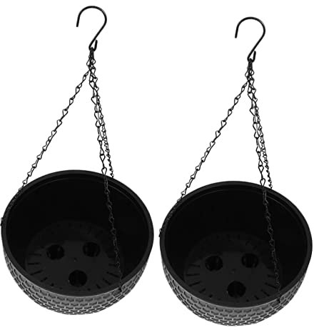 Kisangel 2pezzi Fioriere Appese Plastica Rattan Weave Vasi Sospesi Per Piante Da Giardino e Balcone Capacità Scuro Per Decorare Spazi Esterni e Interni