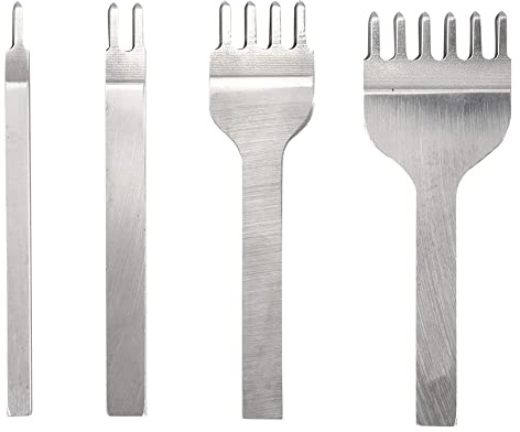 Herramienta de Artesanía de Cuero 4pcs 1/2/4/6 Punzones Agujeros Punta, Hardware Acero, Cincel Costura, Buena función: con Puntas, la Herramienta Manualidades Cuero Puede Golpear Incluso Agujeros