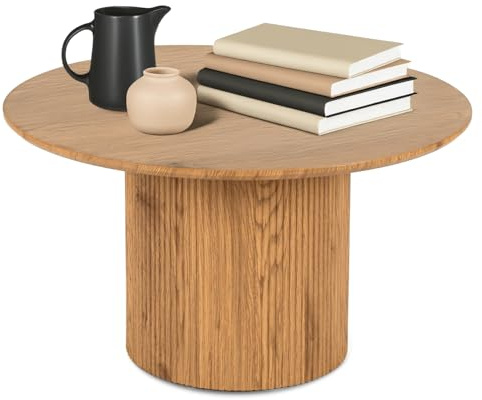 MEBEL ELITE Couchtisch Rund 80 cm x 45,5 cm - Modern Wohnzimmertisch Holzoptik - Sofatisch Rund für Wohnzimmer und Büro - Runder Tisch - Pflegeleicht und langlebig