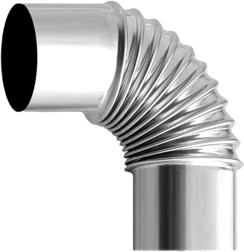 ZBORAVPIX Curva a Gomito in Acciaio Inox per Canna fumaria, Tubo for Stufa a Gomito, Tubo di Scarico for Caldaia, Tubo for Camino in Acciaio Inox, Tubo for Stufa a Tenda, 80 mm(50mm)