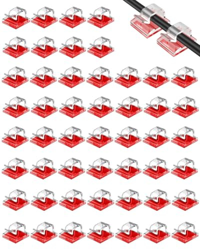 JUKOTA 50pcs Clip per Cavi da Esterno Con Nastri Adesivi Ganci Autoadesivi Fermacavi per Luce Fata e Decorazione