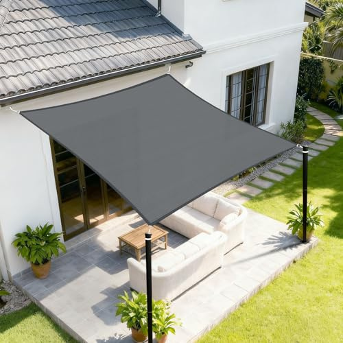 Sunnylaxx 3x3m Toldo Vela de Sombra Impermeable Cuadrado Antracita | Fácil de Instalar, Incluye Cuerdas Gratis, OXFORD Material, Costura Doble,Cinta Reforzada