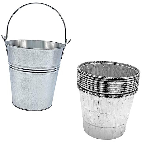 WEKADRIN Secchio per Grasso e Olio da Barbecue con 10 Rivestimenti Monouso in Alluminio, Raccolta per Griglie a Pellet, per Feste all’Aperto, Barbecue e Campeggio, Facile da Installare e Trasportare