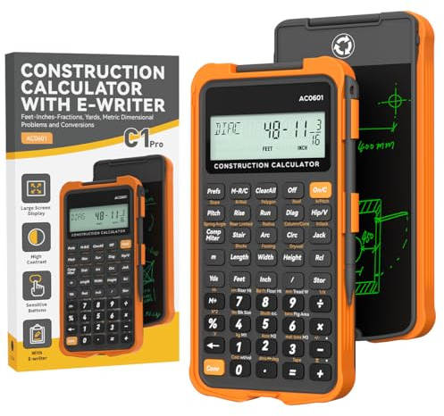 Construction Calculator with Writing Tablet Industrial & Scientific ROATEE Engineering Calculator for Contractor, Concrete Pocket Feet-inch-Fraction Calculators for Carpenter, Framer, Remodeler