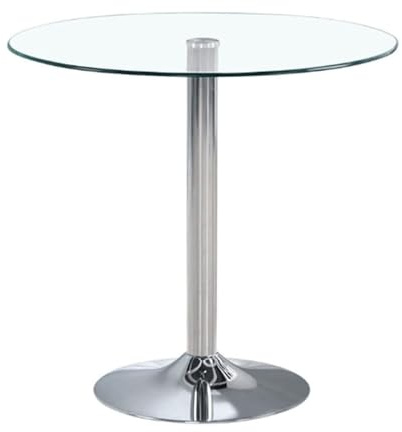 HYYTEIBL 23.4 Round Glass Dining Table, Modern Circular, Sturdy Base and Perfect for 2-4 Seat, Bistro Style for Dining Room, Living Room, Balcony, Cafe