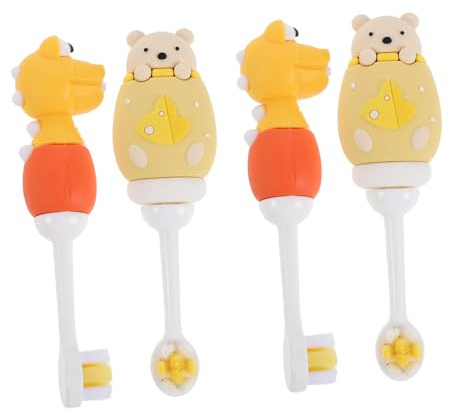FONDOTIN 4 Piezas Cepillos de Dientes para Bebés y Años Cerdas Extra Suaves para Recién Nacidos Diseño Ergonómico y Cartoon Limpieza Oral Delicada para Primeros Dientes Paquete de Unidades