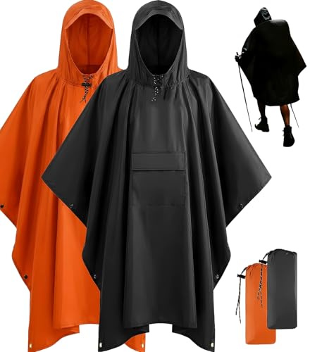 Stathmon Poncho Waterproof Adult - PU8000mm Reusable Rain Poncho Poncho | With Storage Bag, 240T, Extra Large, Durable, Tear Resistant, Lightweight, for Camping, Hiking, Cycling, Fishing, Outdoor