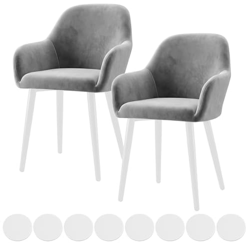 QWORK® 2 Stück Stretch Samt Stuhlhussen Set, Abnehmbar & Waschbar Stuhlbezug für Geschwungenen Rückenlehnen, Esszimmerbezug für Bankett, Hochzeit, Party