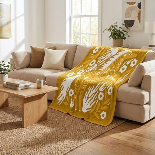 MiraLoom Horse Throw Blanket Cute Horse Print Blanket Soft Fuzzy Lightweight Flannel Horse Blanket for Couch Bed Sofa Cozy All Season Home Decor Gifts 60x 80- Golden Harvest