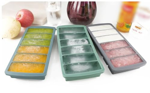 SHOWERORO Molde de Silicona para Cubitos de Hielo 6 Cavidades, Color Azul Oscuro, Molde Cuadrado para Hielo y Helados, Bandeja Reutilizable para Cocina y Bebidas, Fácil de Desmoldar