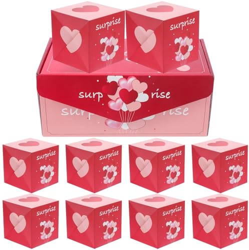 NULYLU Explodierende Geschenkbox Valentinstag Herz 1 Satz Papier Geschenkverpackung Pralinenschachtel Süßigkeiten Kasten für Hochzeitsfeier und Romantische Anlässe