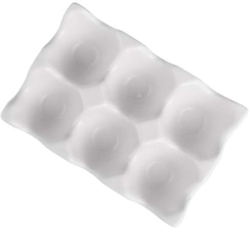 AKOOSY Boîte à Œufs Plateau Moderne et Élégant 6 Compartiments Antidérapants en Céramique Blanche pour Rangement D'œufs Cuisine