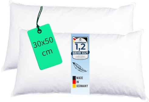 Luxusfeder 2er Sofakissen 30x50 cm Feder Füllung 400g - Bezug 100% Baumwolle - Federkissen - Kissenfüllung - Kisseninlett - Innenkissen - Öko-Tex