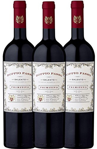 3er Paket - Doppio Passo Primitivo Puglia IGT CVCB | halbtrockener Rotwein | italienischer Wein aus Apulien | 3 x 0,75 Liter