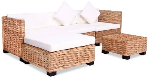 vidaXL Sofagarnitur 14-TLG. Natürliches Rattan