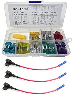 KOLAWIN Bilbil lastbil mini bladtyp säkring diverse kit 5 10 15 20 25 30 Amp 1 Box-3
