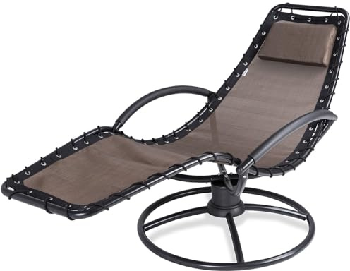 CASARIA® Tumbona Reclinable Ergonómica Carga 120Kg Giratoria 360° de Acero Incl. Cojín Silla de Relax Jardín Moca