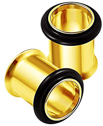 KJM FASHION Eloxierte Single Flared Tunnel Ohrringe Ohr Plug Schmuck 2 Stück, Gummi, Edelstahl, Stahl