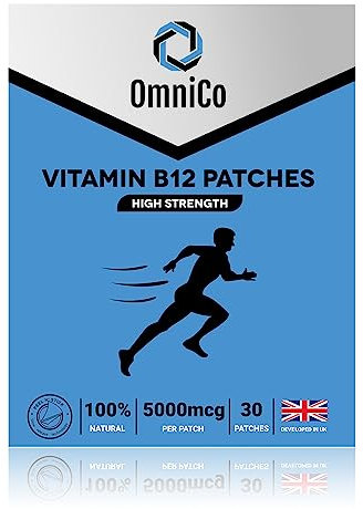 OmniCo Vitamin B12 Patches 5000mcg - Up to 7 Months Supply - 30 Patches - High Strength Transdermal Patches - 100% Natural Ingredients - Vegan & Vegetarian Friendly