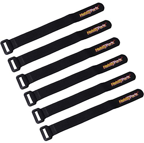 Hobbypark RC Battery Straps - 20x200mm Cable Straps with Reusable Hook and Loop Cinch Fasteners (6PCS)