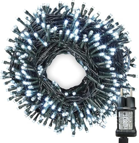 iShabao 20m Lichterkette Weihnachtsbaum, 200 LED Lichterkette Außen Strom Kaltweiß, Wasserdicht Lichterkette Außen Weihnachten mit Timer, Weihnachtsbeleuchtung für Tannenbaum Garten Weihnachtsdeko