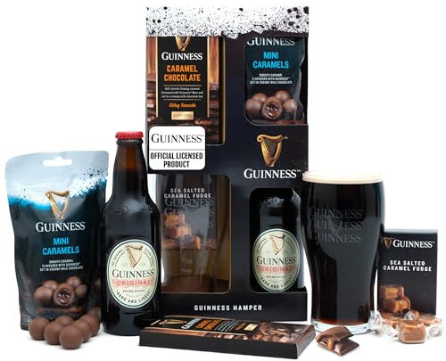 Guinness Gifts for Men, Beer Gift Set - Official Guinness 500ml and Pint Glass, Gourmet Chocolate & Fudge Hampers - Alcohol Gift Sets for Men, Dad Birthday Gifts for Him, Boyfriend, Christmas