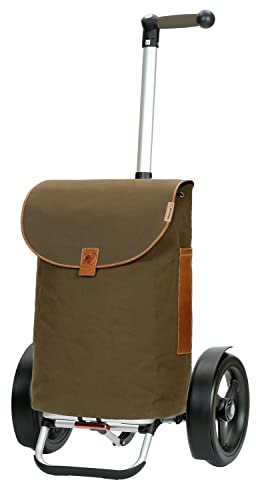 ANDERSEN Einkaufstrolley - Tura Shopper Saira Khaki 55 L Einkaufsroller,Leder,nachhaltig,XXL, Aluminium, Griff ergonomisch, klappbar, ...