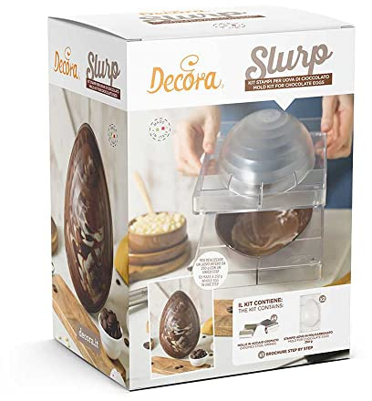 Decora 0050180 KIT SLURP 2 Stampi Professionali per Uovo di Cioccolato da 250 g Con 4 Molle, Ideale per Realizzare un Uovo Lucido e Croccante, Design Professionale, Made in Italy