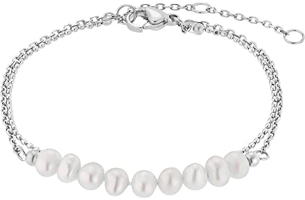 Heideman Armband Tony Damen Edelstahl mit Perle weiß poliert | Minimalistisches Schmuckstück als Geschenk für Frauen zum Geburtstag, hautfreundlich und leicht zu tragen