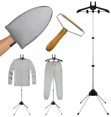Garment hanger for steaming clothes with Ironing Gloves,Steam rack for clothes,Handheld garment steamer rack,Clothes hanger for steam ironing,Steam stand clothes,Steam iron steamer hanger standing
