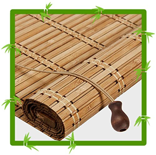 Suwooy Retro Bambusrollos,Lichtfilternde Rollläden Für Fenster,Raffrollos,Rollo Bambus Für Innen Außen,Hebe Sonnenschutz Bambus Jalousien,Sichtschutzvorhänge,Breite 45-150cm,W×H-130x240cm/51x94in
