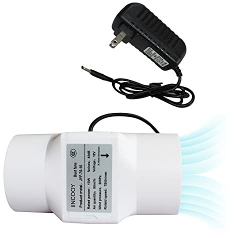 IINCOOY Ventilador Conducto 3 En Línea, Extractor Aire 10W for Baño Extractor Ventilación 12V for Cocina Baño Ventilación Habitación Sótano Invernadero