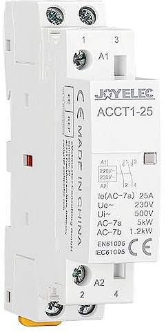 JOYELEC AC Schalter für den Haushalt, 2P 25A 2NO Automatischer Wechselstrom-Schalter für den Haushalt, 220 V/230 V, 50/60 Hz, 2-polig, bidirektional, Montage auf DIN-Schiene 35 mm, normalerweise offen