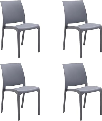 GLOUPIE Set 4 Sedie Volga In Polipropilene, Impilabile, Dimensioni 54 x 46 x 81 Cm, Per Interno Ed Esterno, Made In Italy