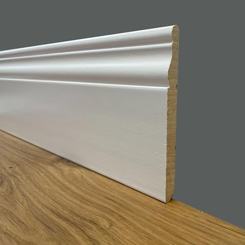 BATTISCOPA SLIM laccato bianco in legno MASSELLO DUCALE 120X10 (prezzo al metro)