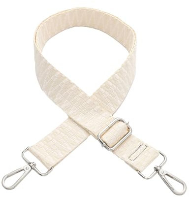 Whakano Verstellbar Schultergurt für Taschen,3,8cm Breit Taschengurt,Längenverstellbarer 75-145cm Schulterriemen,Ersatz Taschenriemen Schultergurt,für Duffel Laptoptasche,Weiß,Silberne Schnalle