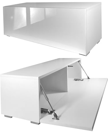 Milionmeblicom Fernsehtisch Fernsehschrank TV Verdeckter Griff mit Soft-Close Lowboard Hängeschrank- Hängend Oder Stehend für Wohnzimmer -Matt Weiß/Hochglanz Weiß 30x100x30 HxBxT