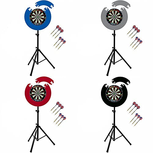 Gorilla Darts Double 20 Dartboard Puzzle Surround Set & Arrow Pro Tripod Stand (GREY)