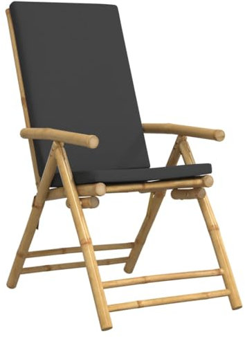 vidaXL Bistrostühle Klappbar 6 STK., Bistrostuhl mit Dunkelgrauen Kissen, Stuhlset für Garten Balkon Terrasse, Gartenstuhl Balkonstuhl, Bambus