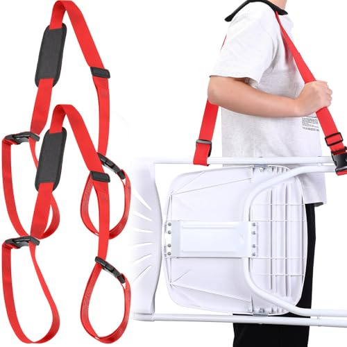 Sanwuta 2 Pcs Adjustable Beach Chair Carry Strap Camping Chair Straps for Shoulder Folding Beaches Backpacking Foldable Bikes(Red)