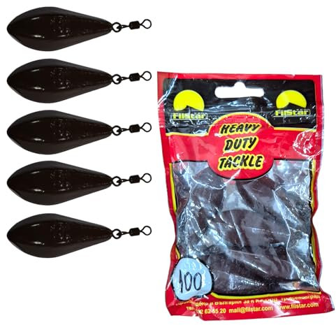 PRO FILSTAR Grundblei Long Cast 5x100g - Wirbel Blei Angeln - Angel Bleie Set - Grundangeln - Birnenblei Angeln - Blei Gewicht - Angelblei - Fishing Weights - Bleigewichte – Tropfenblei – Karpfenblei