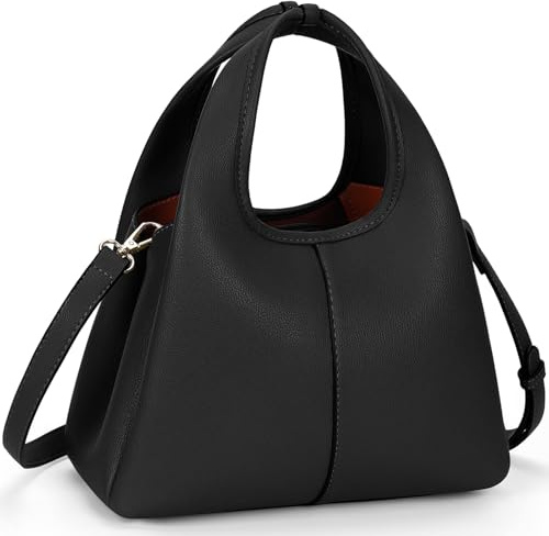 Damen Top Handle Handtasche Kleine Satchel Taschen Trendy Hobo Geldbörse Crossbody Bag Kunstleder Schultertasche Satchel Geldbörse, Schwarz, Small, modisch